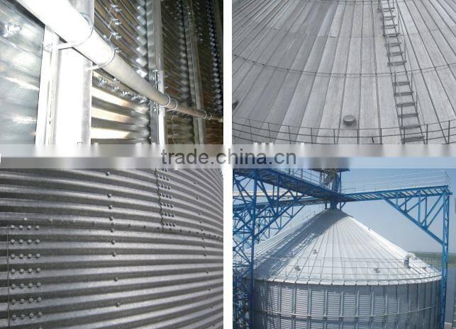 Galvanized hopper bottom corrugated grain silo