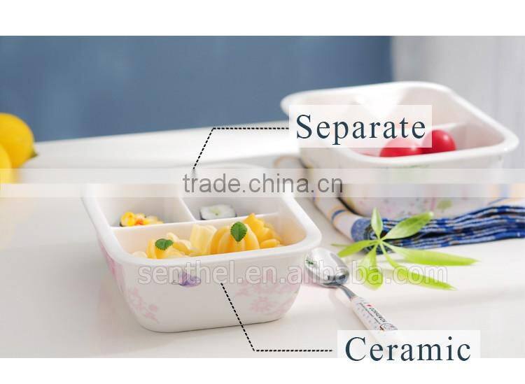 4-compartment Bento Lunch Box,Eco-friendly Safe Ceramic Food Container