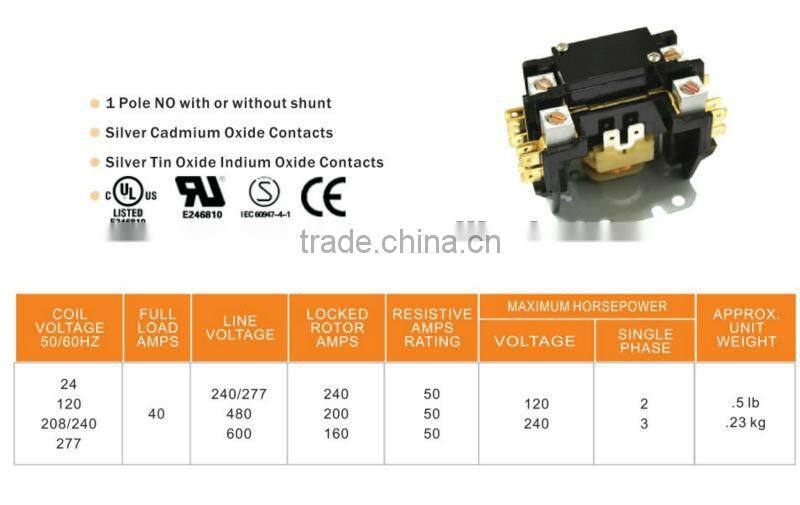 AC Contactor Definite Purpose contactor magnetic contactor(SA-1P-40A-24VAC)