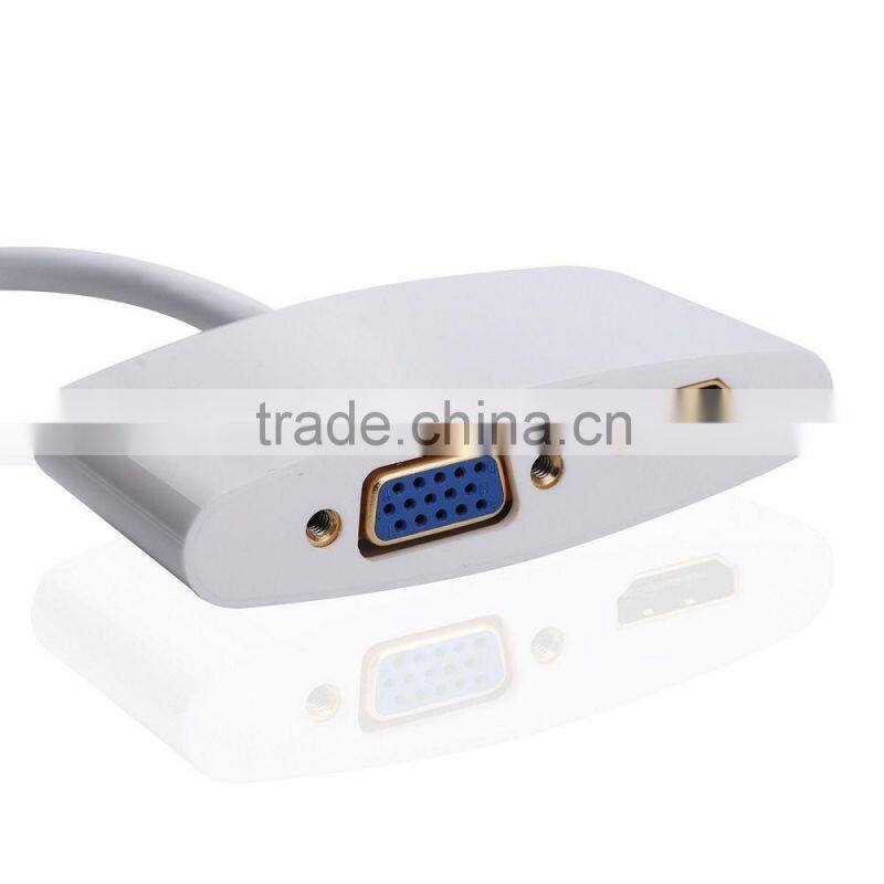 Mini DP Mini Displayport to VGA + HDMI Female 2 in 1 adapter for MAC Thunderbolt