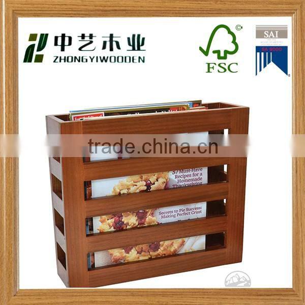 Factory price wholesale desktop handmade custom wooden magazine rack file holder