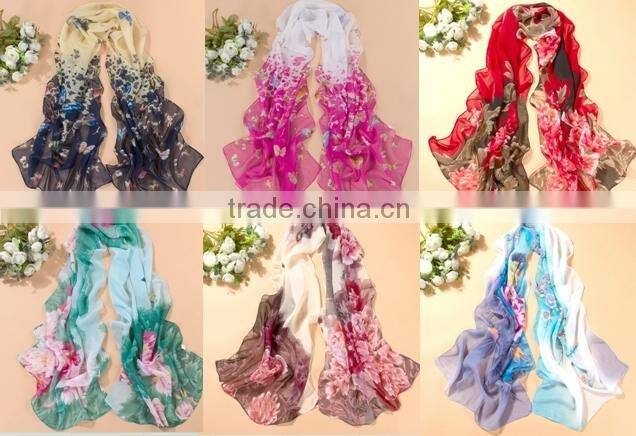 2015 new fashion women ployester shawl wrap scarf Sea cucumber pattern scarives