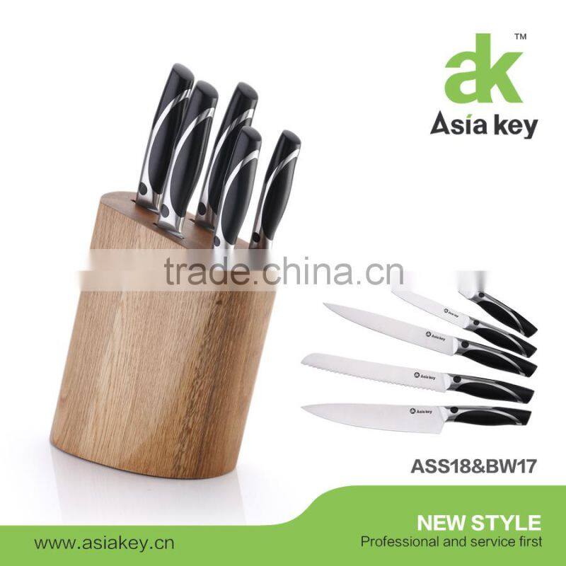 New arrival kitchen knife set,green ABS handle,acrylic block