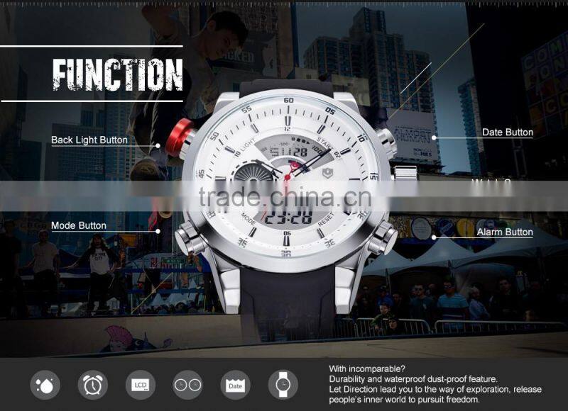 WEIDE Branded Fashion Analog Digital Quartz Watch OEM Factory China Wrist Watch for Men