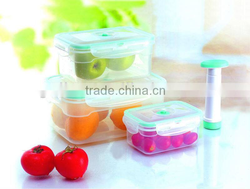 5pcs plastic vacuum food storage container set with pump