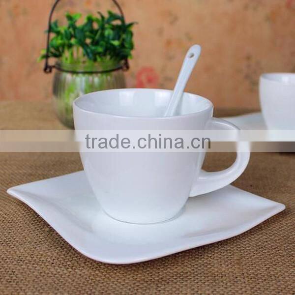 Corporate gift white blank custom printed ceramic coffee mugs with saucer