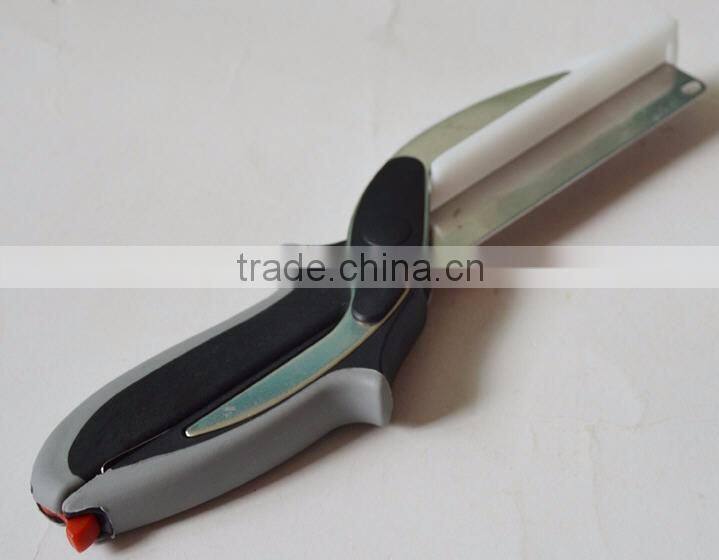 factory wholesales Stainless Steel Clever Cutter 2-in-1 Knife;Chopping Knife Cutting Board Clever Cutter Kitchen Scissor