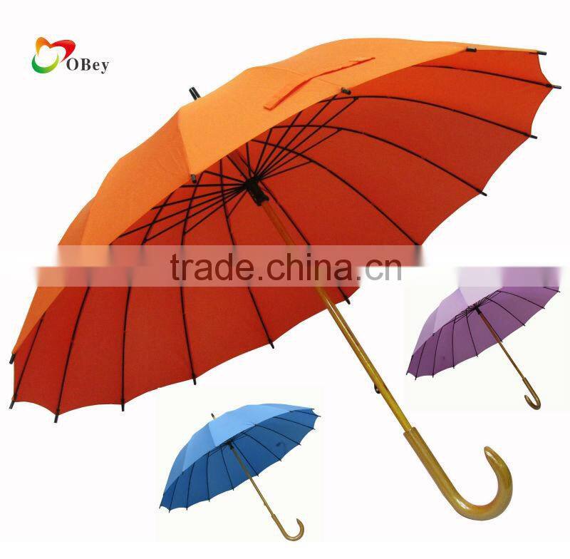 16 panels wooden fashionable rain umbrella