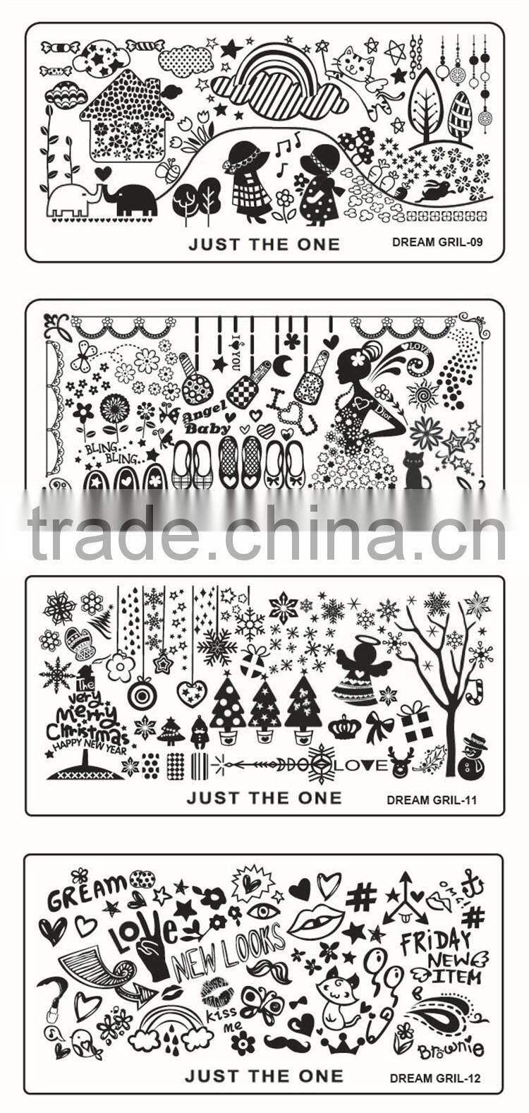 New Design Factory Outlets Dream Girl Series Nail Stamping, Professionals Nail Art Stamping Plates