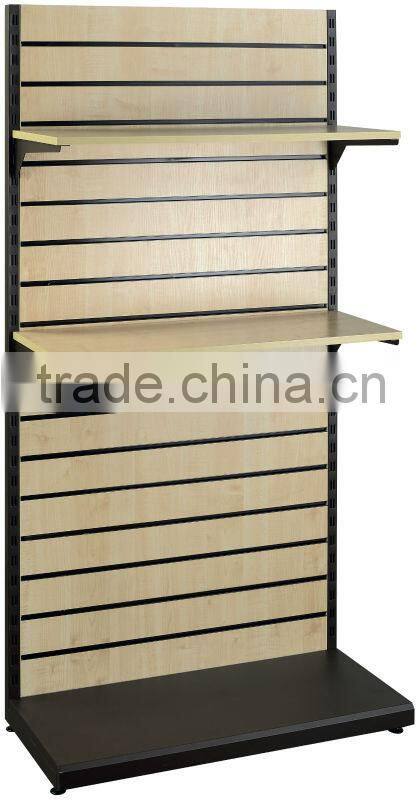 Supermarket MDF Slatwall Display Clothes Gondola Shelving
