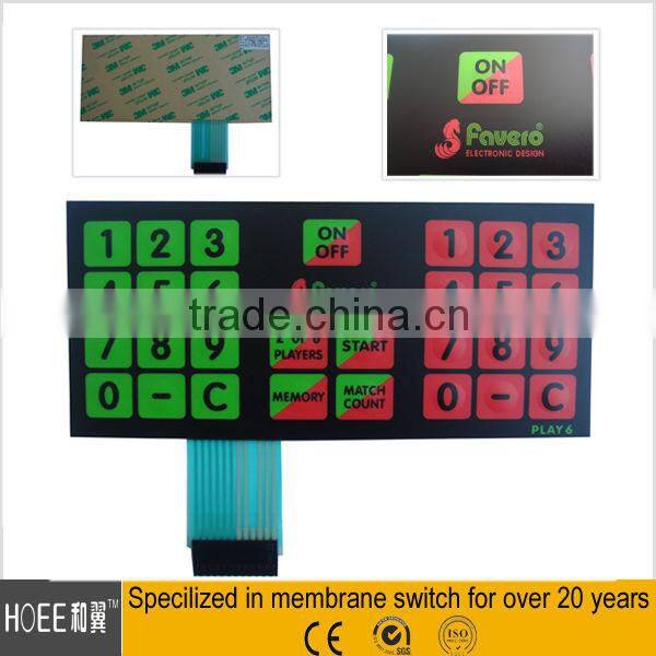 Hot selling custom self adhesive graphic overlay Plastic foil with LED keyboard