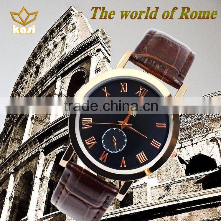 Top selling multi function time display genuine leather stainless steel automatic quartz wrist watch Y010