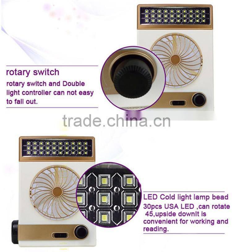New led solar fan usb rechargeable table light lamp cooling fan