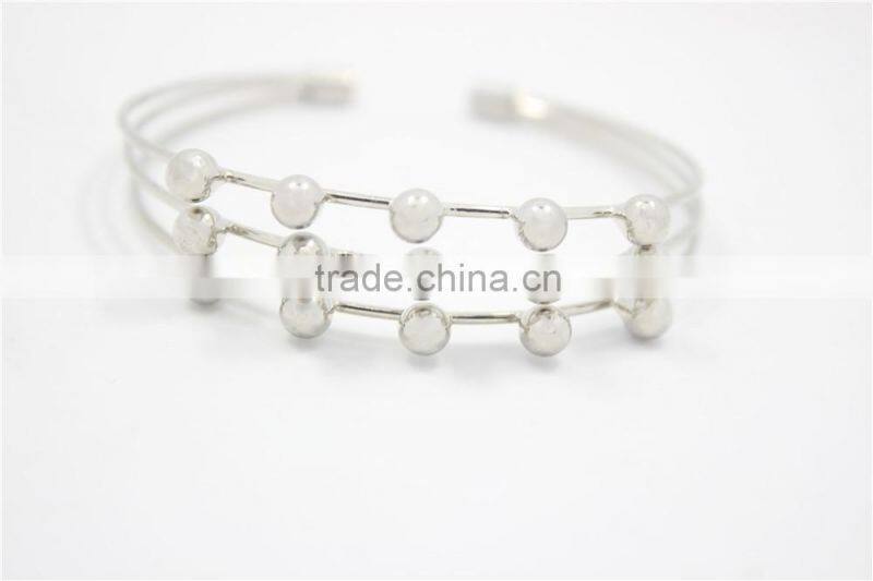 Silver Bracelet Designs Adjustable Cuff Jewelry Three Layered Silver Ball Handmade Bracelet For Women For 2016New Intrend style