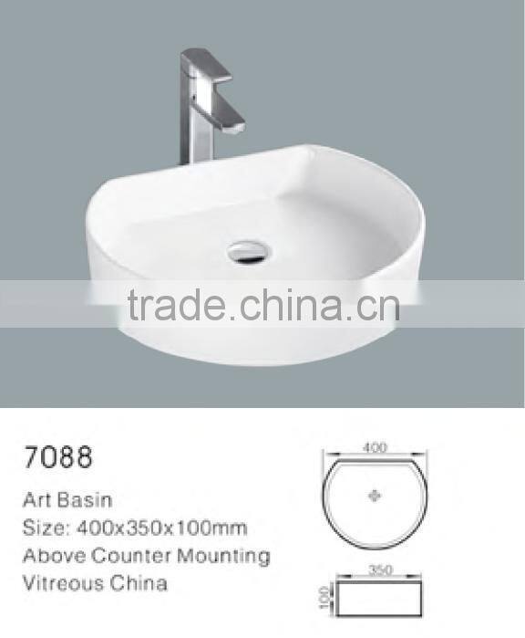 round Ceramic art basin above counter sink