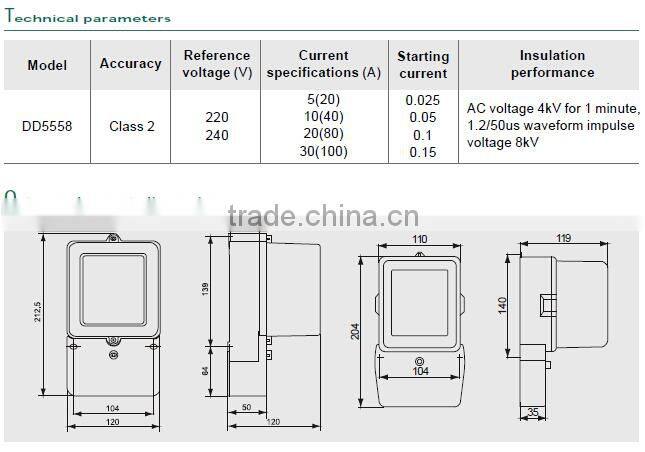 single phase electromechanical power energy meter