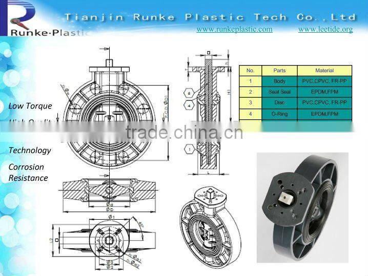 PVC FRPP Full Bore Butterfly Valve