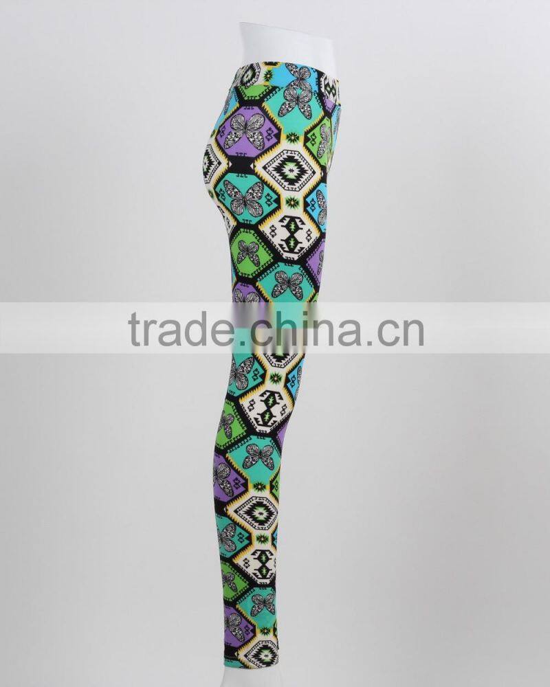 F5S31095 Ladies Geometric Leggings In Charcoal