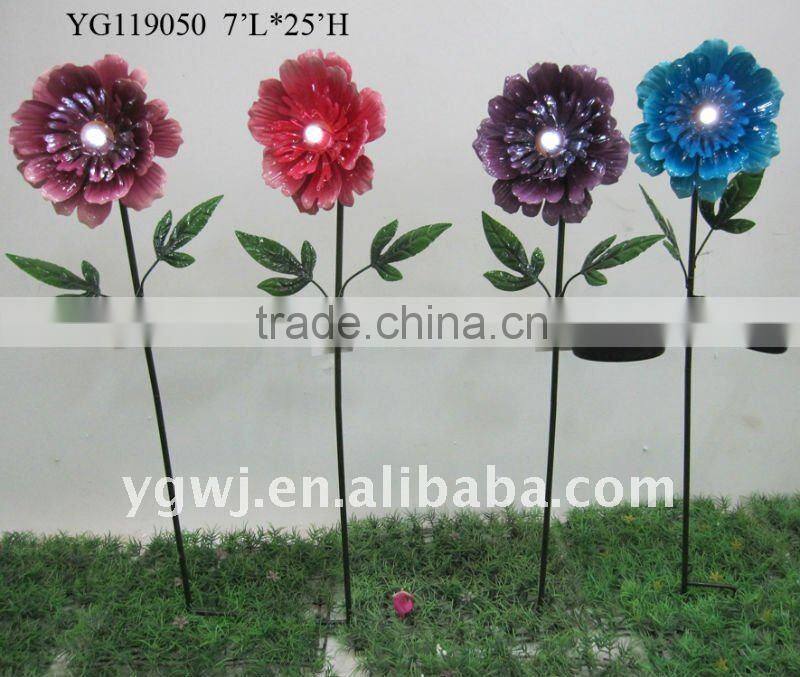solar metal flower lawn stake