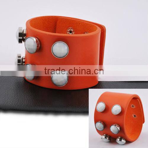 Stainless Steel Wholesale Accessory Leather Bracelet(GB10419)