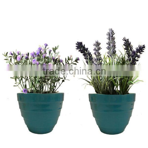 white melamine & ceramic circular flower pot