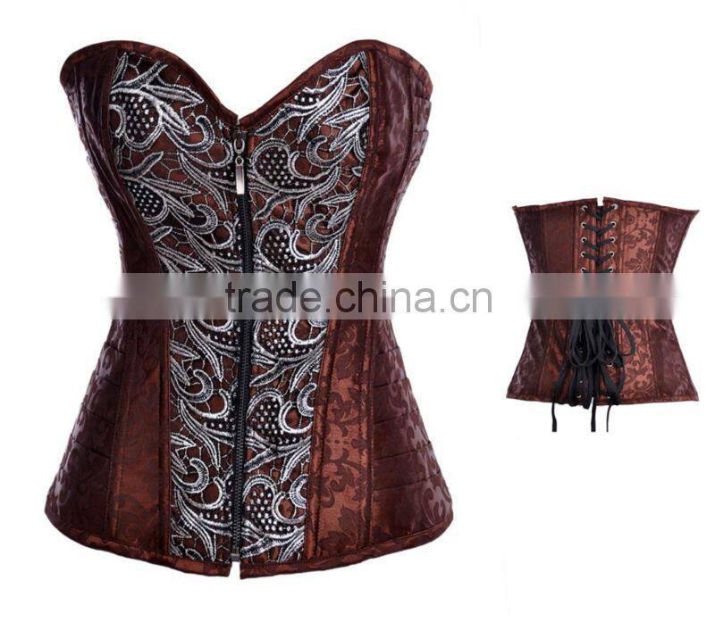 sexy underbust leather front zipper corset tops m1990