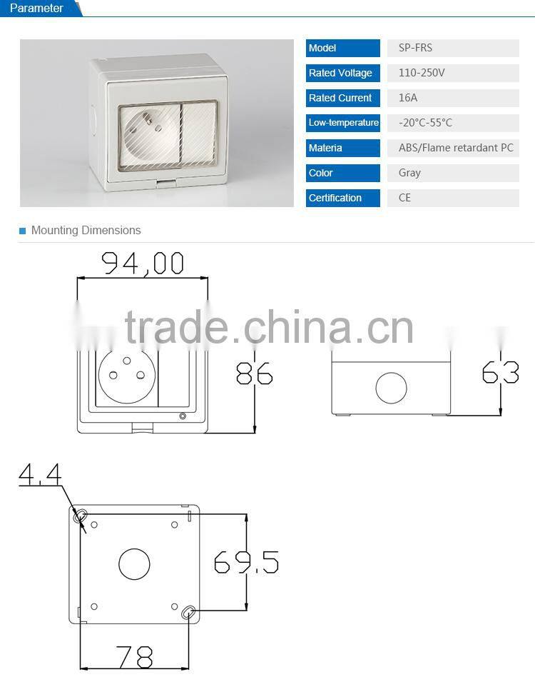 One-position Switch with One French Style Socket Wall Socket Switch