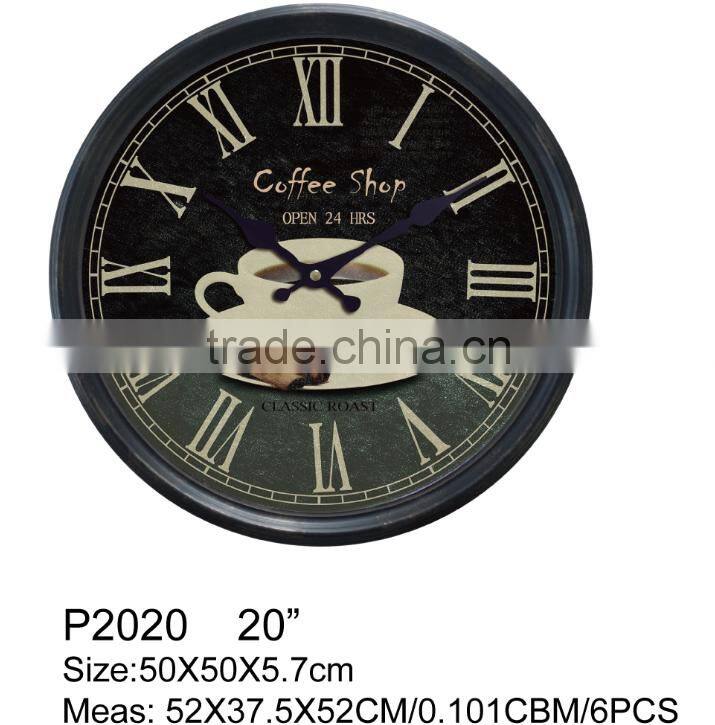 Coffee time office style plastic large 20 inch wall clock