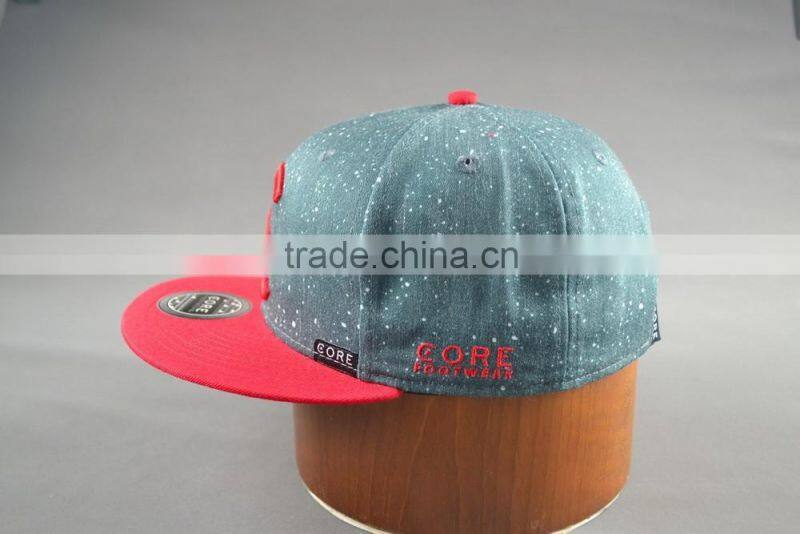 Custom 100% cotton twill 6-panel hats snapback cap with 3D embroidery