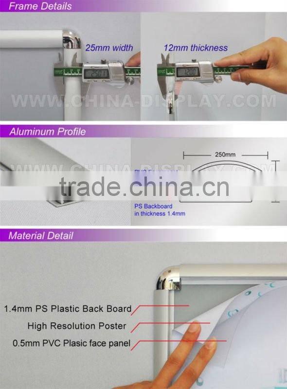 Aluminum 25mm snap frame a4 clip poster frame wall mounted white snap frame