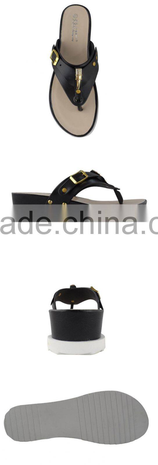 Colorful hot sale high heel flip flop PU casual slipper and shoes for women