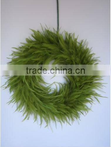 Chicken Feather Wreath for wall or center piece - Blue