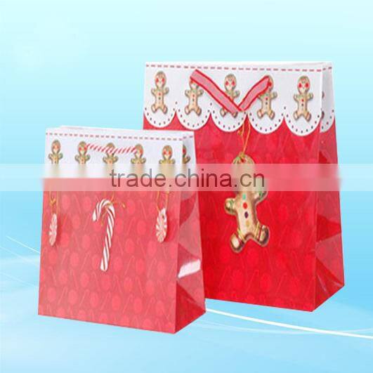Red shopping paper bags with satin handle