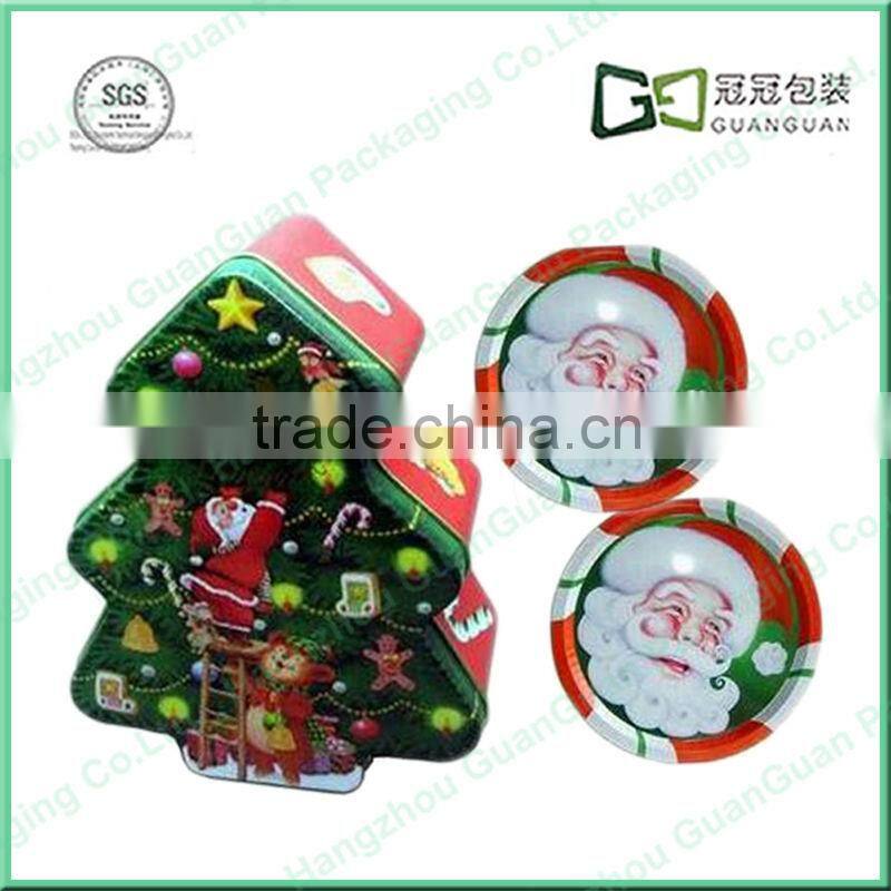Custom Made Christmas Tree Shaped Box/Christmas Tin Box