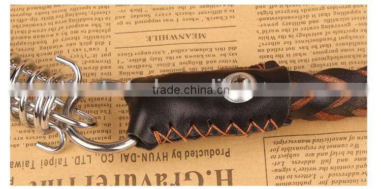 High Quality Customized Braided Leather Dog Leashes for Medium or Large Dogs, Genuine Leather Pet Collars and Leashes