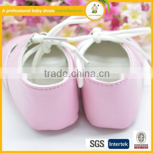 New fashion design puy leather baby summer lace up shoes