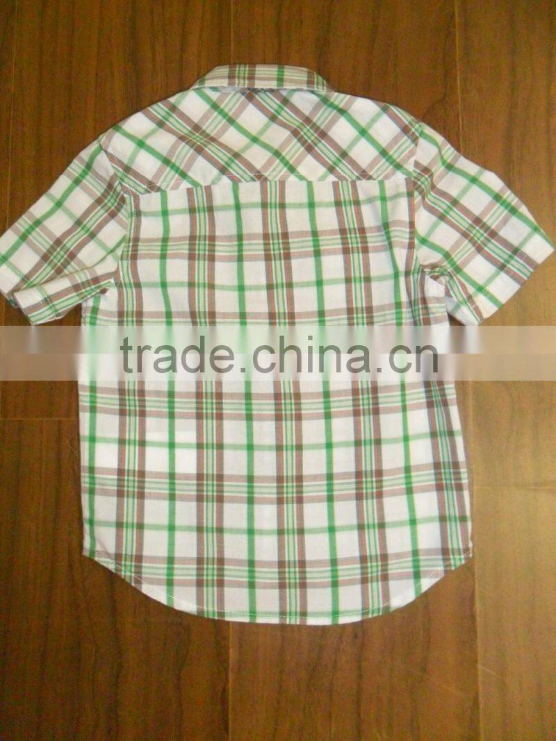 hot sale new style hawaiian fashion boy's summer short wide sleeve plaid shirt