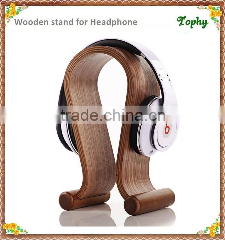 Wooden Headphone Display Stand For Headset Holder, High Quality Headset Display Holder Stand Wooden Headphone Stand