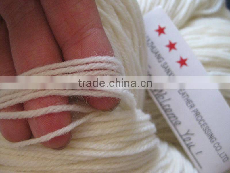 3.9/4NM 80%/10%/10% superwash merino wool/ cashmere/ nylon blend yarn,raw white/bleached white/dyed color