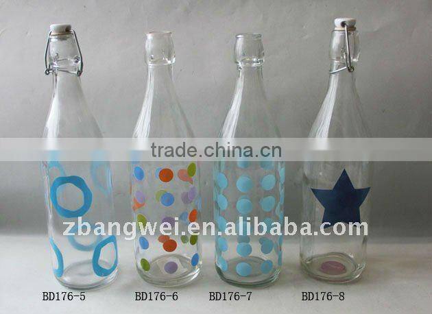 BD176-27-30: glass jar with acid-washing & decal