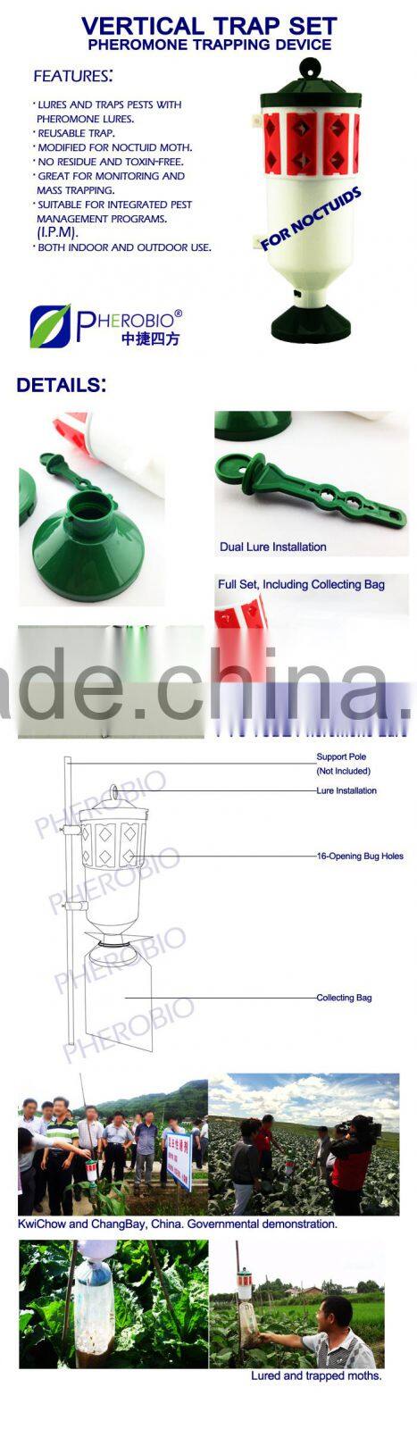 Pest controlling trap set in tabacco garden