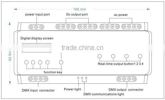 High quality and huge capacity 4CH 5A rail dmx 512 light controller