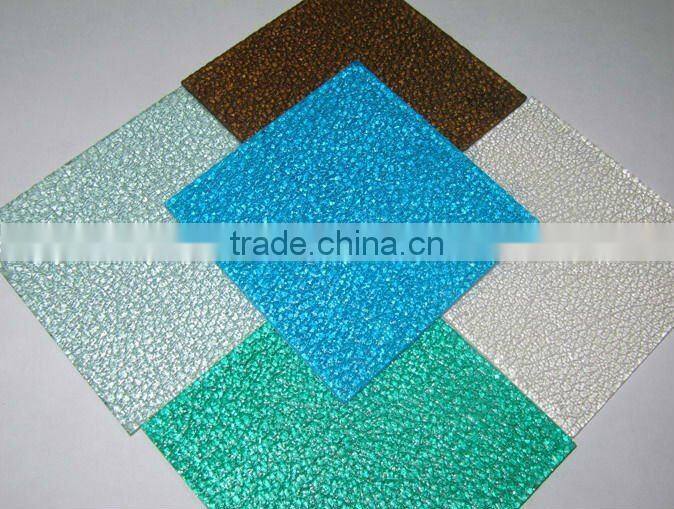 2mm light green and orange diamond polycarbonate embossed sheet