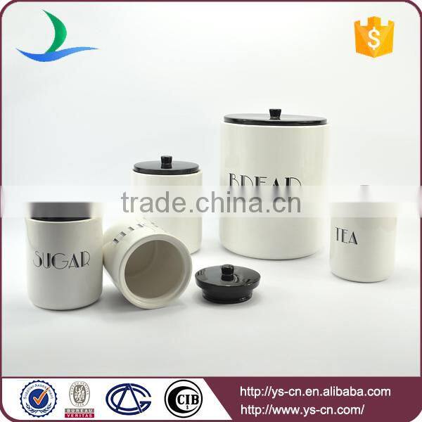 Wholesale modern style decal set of 5 ceramic kitchen canister sets