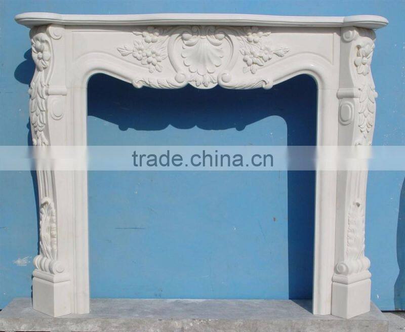 Cheap modern white marble fireplace mantel