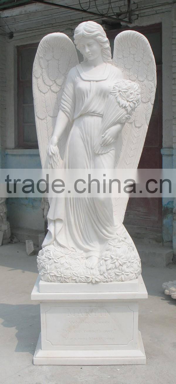 White Marble Headstone With Angel
