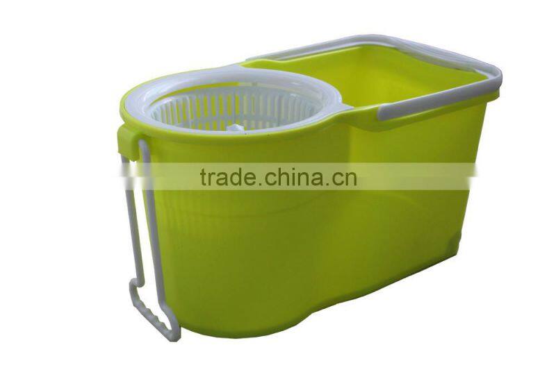 Magic Spin Microfiber Mop + Bucket 2 Heads Rotating 360 Easy Floor Mop Blue