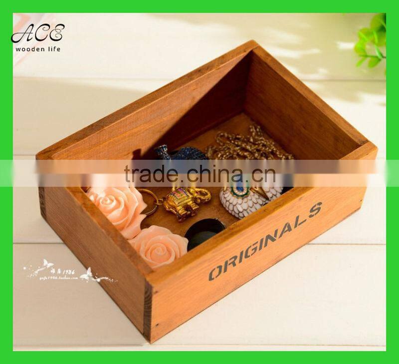 Vintage wooden box Small wood storage box
