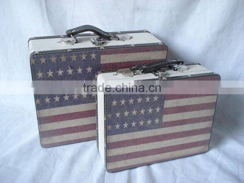 washed white wooden trunk with corner metal decor