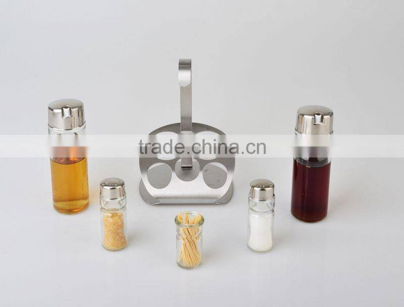 RED powder spraying condiment set,stainless steel spice container,,set of 3 pcs glass lid spice jar